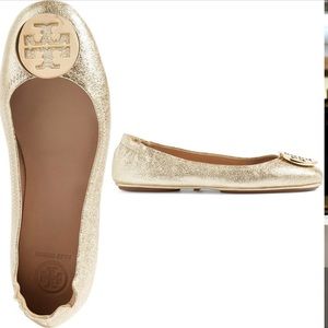 Tory Burch Claire Ballet Flat size 7.5 in Spark Gold